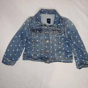 Baby Gap Girls Denim Jean Polka-Dot Jacket Size 2T